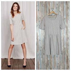 Boden 16L 16 Stripe Cotton Slub Knit Miranda Fit Flare A Line Dress Preppy